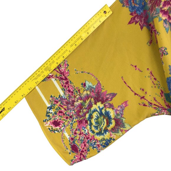 Flying Tomato Mustard Floral Kimono Crop Wrap Top L – Boho, 3/4 Dolman Sleeves - Picture 7 of 9